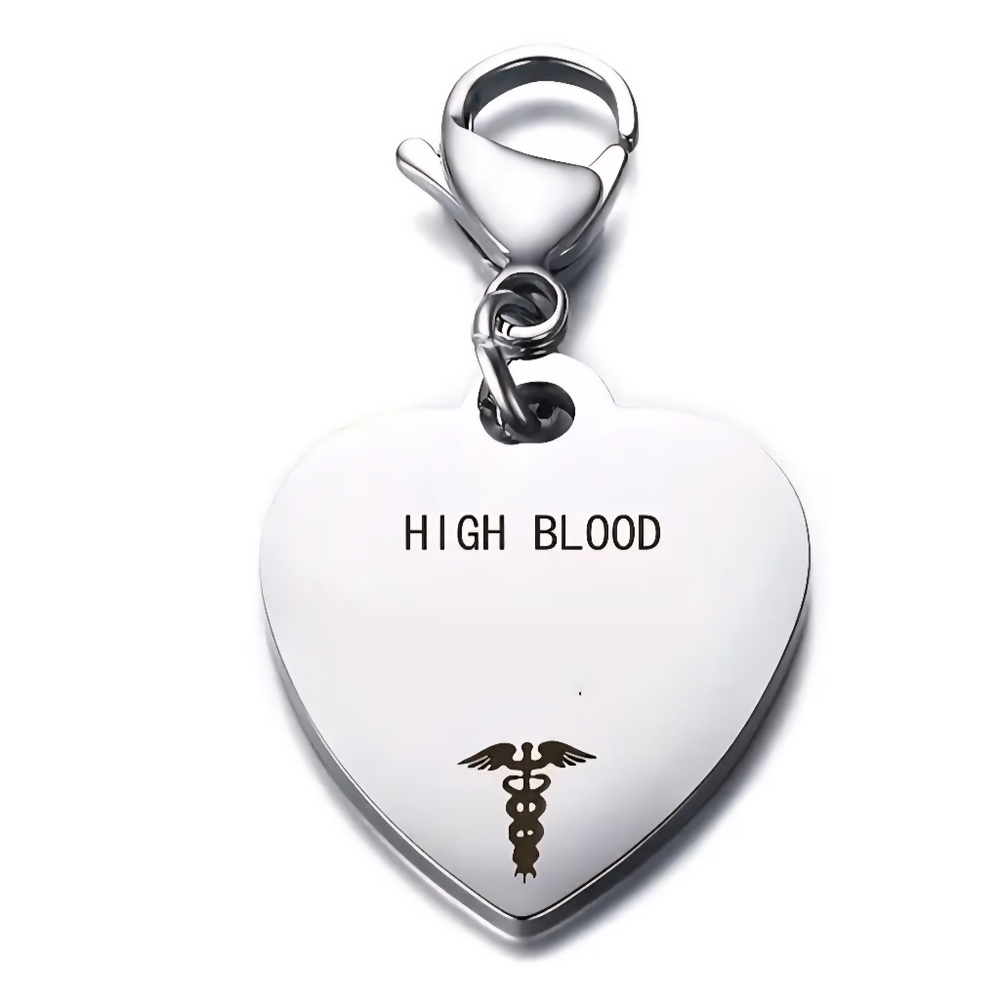 Medical Alert Heart-Shaped  with Caduceus Symbol YOUR HEALTH ISSUE LISTED